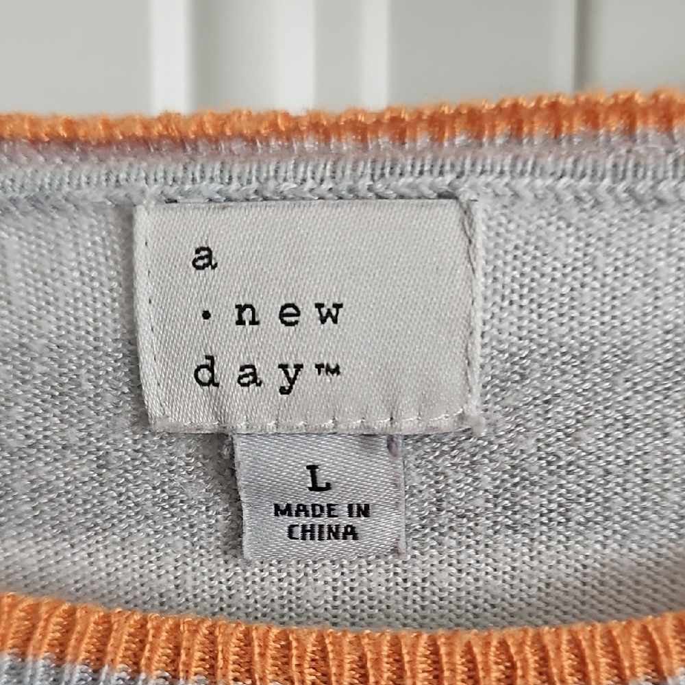 Chic Striped Sweater in Gray and Orange - Picture 2 of 5